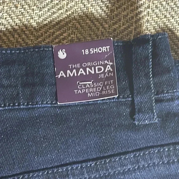 NWT THE ORIGINAL AMANDA JEAN 18 SHORT WOMEN DARK CLASSIC FIT TAPER LEG MIDRISE - Picture 5 of 7